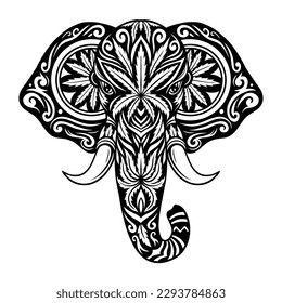 Cannabis motif elephant mandala illustration design