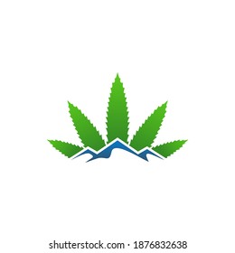 cannabis mountain logo design vector