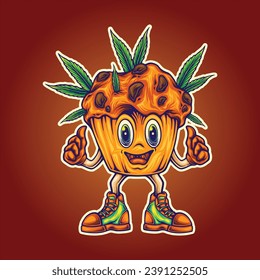 Cannabis muffin strain taste strain experience vector illustrations for your work logo, merchandise t-shirt, stickers and label designs, poster, greeting cards advertising business company or brands