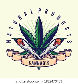 Cannabis Natural Products Joint Smoke illustrations for your work Logo, mascot merchandise t-shirt, stickers and Label designs, poster, greeting cards advertising business company or brands.
