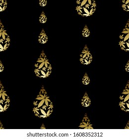 Cannabis oil drop seamless vector pattern