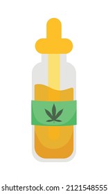 Cannabis Oil Dropper On White Background