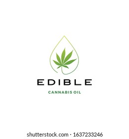 cannabis oil edible logo vector icon illustration