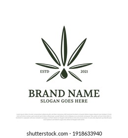 Cannabis Oil logo design inspiration, hemp medical logo brand template