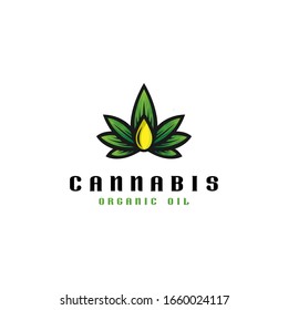 Plantilla del logotipo del aceite de cannabis. Ilustración del vector