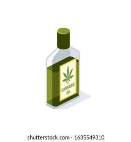 Cannabis oil. Vector 3d isometric, color web icon, new flat style. Creative illustration design, idea for infographics.