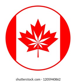 Cannabis on Canada Flag.  Accessing Cannabis. Vector Icon.