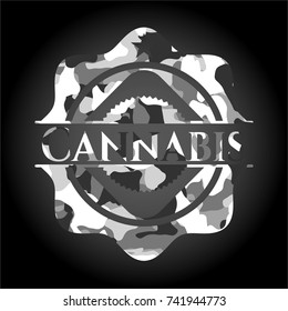 Cannabis on grey camouflaged pattern