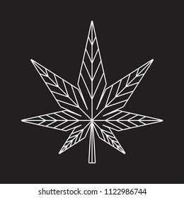 cannabis outline vector isolated black background