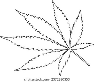 cannabis outline vector isolated white background.