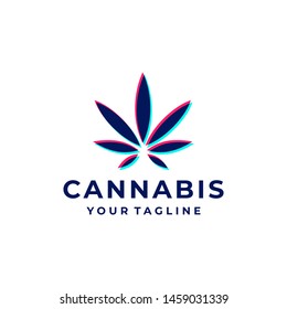 Cannabis overlapping color logo and icon design vector.