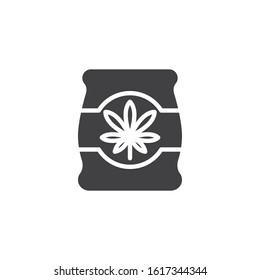 Cannabis package vector icon. filled flat sign for mobile concept and web design. Marijuana pack glyph icon. Symbol, logo illustration. Vector graphics