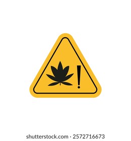 Cannabis packaging warning sign flat line symbol set.