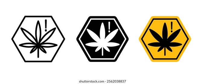 Cannabis packaging warning sign vector set