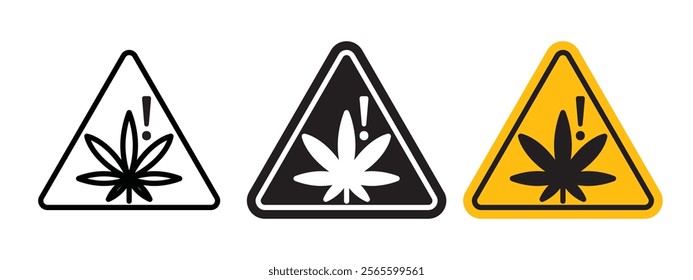 Cannabis packaging warning sign vector in black and yellow colors