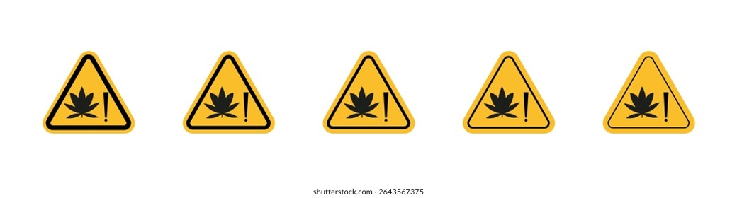 Sinal de advertência de embalagem de cannabis vetor delineamento conjunto sinal de ilustração