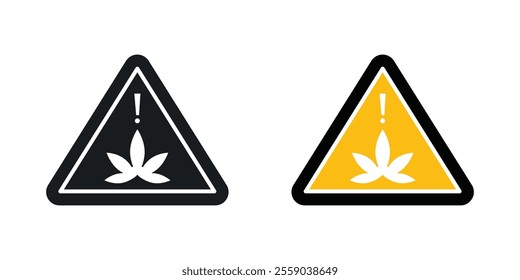 Cannabis packaging warning sign vectors in black and colored version