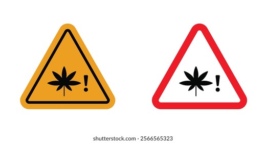 Cannabis packaging warning signs in black and color style