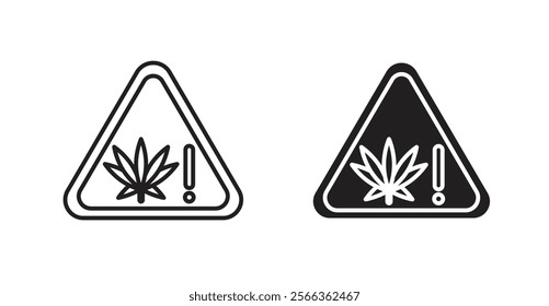 Cannabis packaging warning signs in line stroke and flat versions