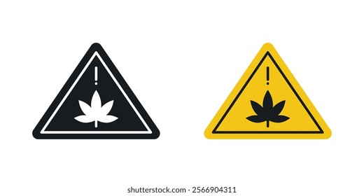 Cannabis packaging warning signs set in black and colored