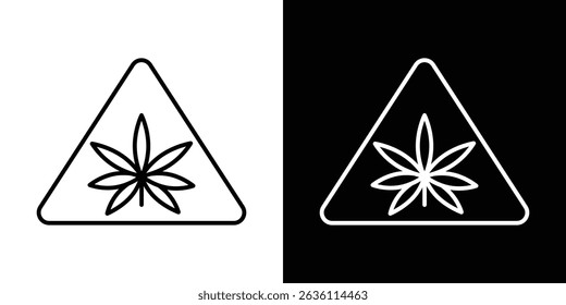 Conceito de símbolo de sinais de aviso de embalagem de cannabis para design gráfico, Site, UI. EPS