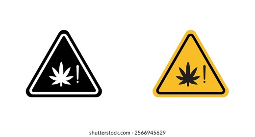 Cannabis packaging warning signs. vector signs set