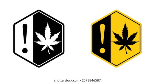 Cannabis packaging warning signs vector set