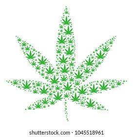 Cannabis pattern composed in the combination of cannabis icons. Vector iconized collage created from simple items.