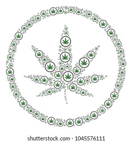 Cannabis pattern constructed in the figure of cannabis design elements. Vector iconized composition organized from simple pictograms.