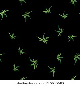 cannabis pattern seamless leaves nature on black background print fabric printing covers printing on plastic on T-shirts clothes for men and women