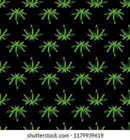 cannabis pattern seamless leaves nature on black background print fabric printing covers printing on plastic on T-shirts clothes for men and women