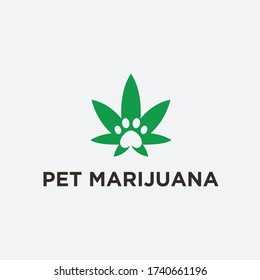 cannabis pet logo. paw icon