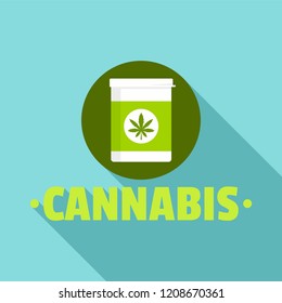 Cannabis pill box logo. Flat illustration of cannabis pill box vector logo for web design