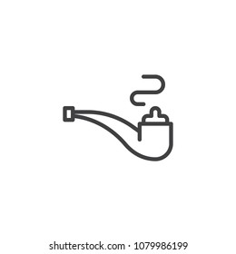 Cannabis pipe outline icon. linear style sign for mobile concept and web design. Tobacco smoking pipe simple line vector icon. Symbol, logo illustration. Pixel perfect vector graphics