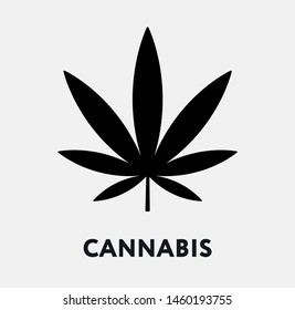 Cannabis Plant Leaf Marijuana. Vector Line Icon