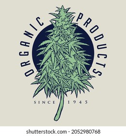 Cannabis Plant Organic Products Vector illustrations for your work Logo, mascot merchandise t-shirt, stickers and Label designs, poster, greeting cards advertising business company or brands.