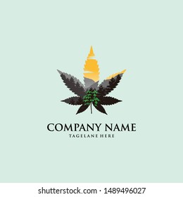 Cannabis plantations logo design vector template