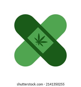 Cannabis plaster vector icon on white background