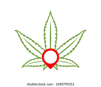Plantilla vectorial de diseño del logotipo de Cannabis Point. Canabis creativo con fondo blanco