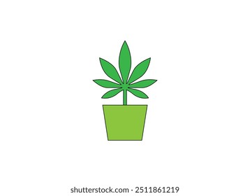Cannabis in the pot icon design vector color illustration.