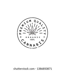 Cannabis Pot Leaf Hemp in circle shape logo design inspirations vintage