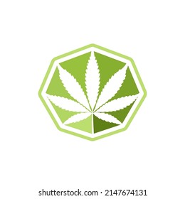 Cannabis, hoja de cáscara, diseño del logotipo de la etiqueta Hemp