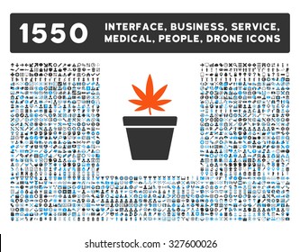 Cannabis Pot and other web interface, business tools, people poses, medical service vector icons. Style is flat symbols, bicolored, rounded angles, white background.