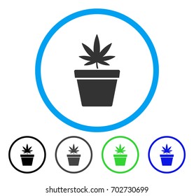 Cannabis Pot rounded icon. Vector illustration style is a flat iconic symbol inside a circle, black, gray, blue, green versions. Designed for web and software interfaces.