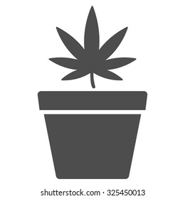 Cannabis Pot vector icon. Style is flat symbol, gray color, rounded angles, white background.