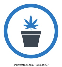 Cannabis Pot vector icon. Style is bicolor flat rounded symbol, smooth blue colors, rounded angles, white background.