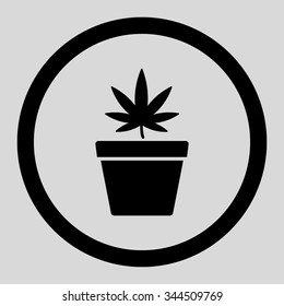 Cannabis Pot vector icon. Style is flat rounded symbol, black color, rounded angles, light gray background.