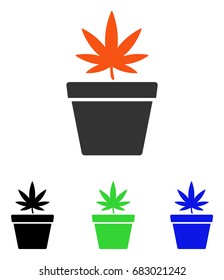Cannabis Pot vector pictogram. Illustration style is a flat iconic colored symbol with different color versions.
