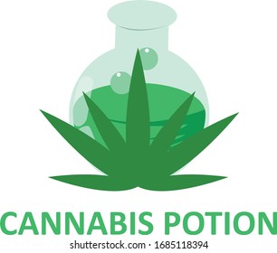 Diseño de vectores con logotipo de poción de cannabis