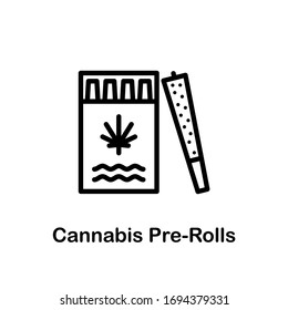 Cannabis Pre-rolls vector line icon. Isolated cannabis product illustration symbol of icon, sign for packaging, label, website, mobile app, logo UI design.